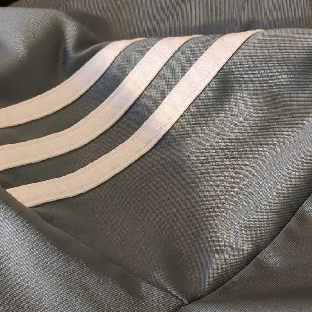 Adidas Men's Dark Gray Polo with Striped Sleeve Golf Sports Athletic